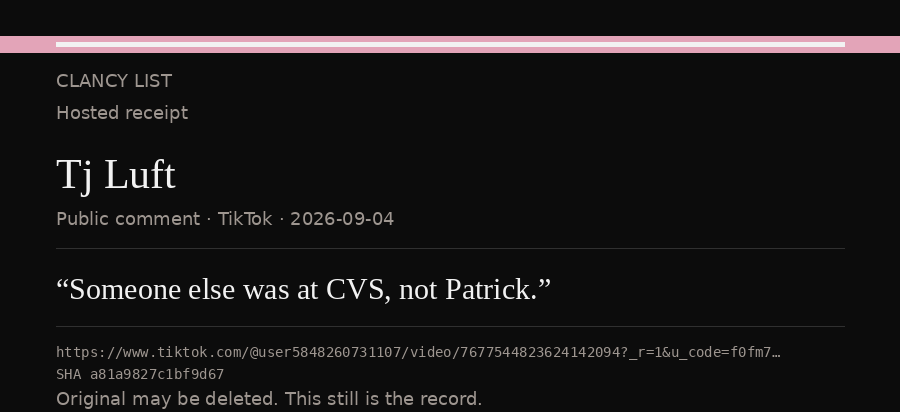 Hosted receipt of this public statement