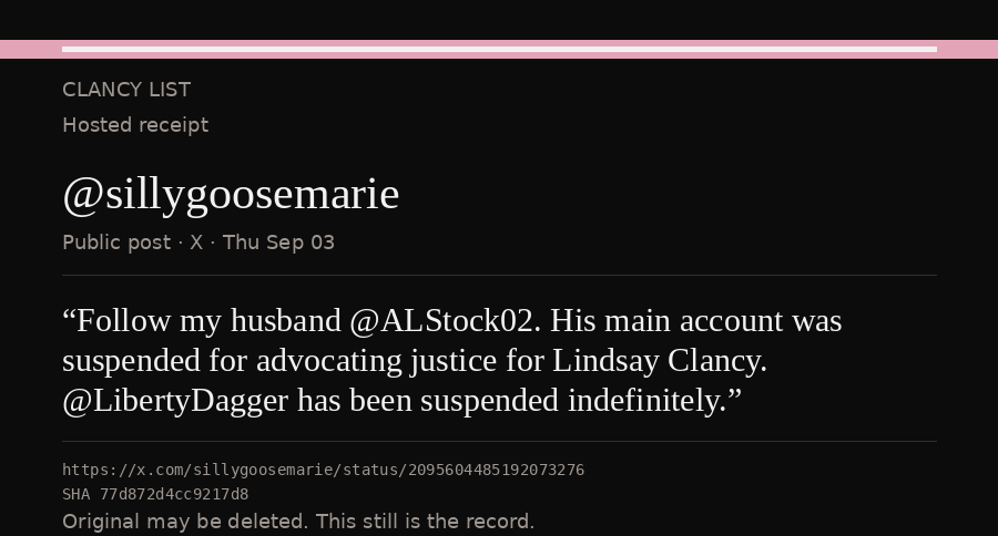Hosted receipt of this public statement