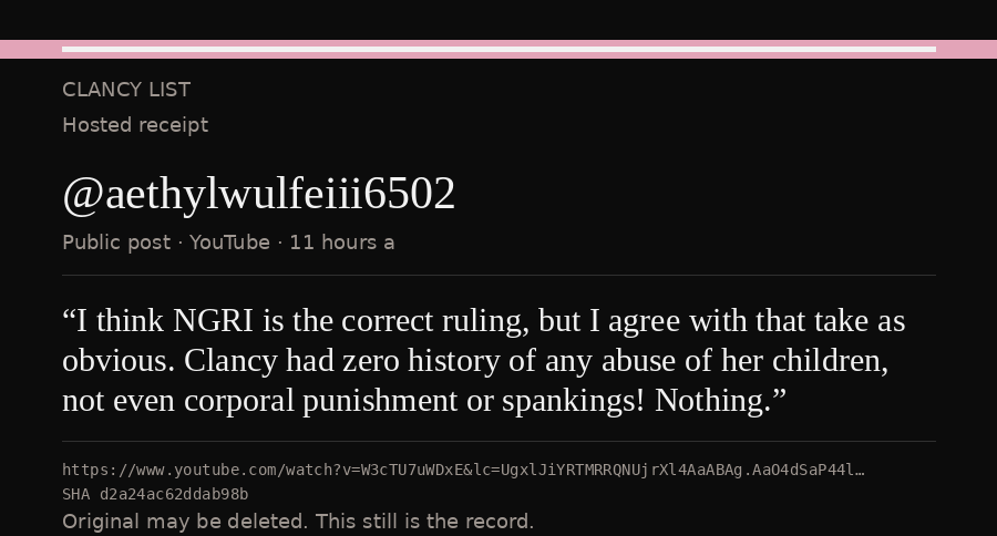Hosted receipt of this public statement