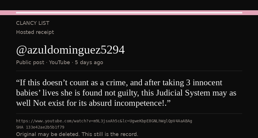 Hosted receipt of this public statement