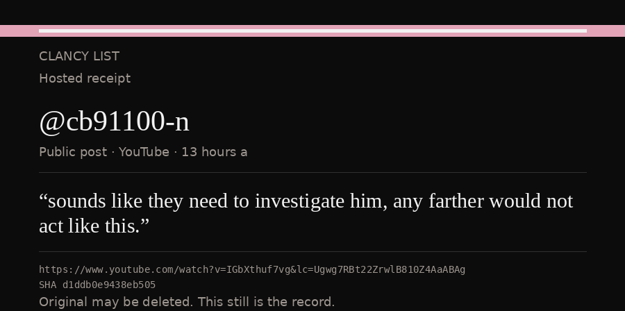 Hosted receipt of this public statement