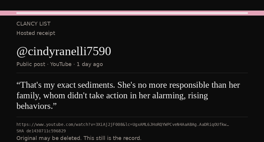 Hosted receipt of this public statement