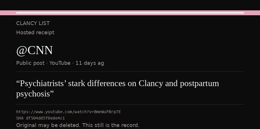 Hosted receipt of this public statement