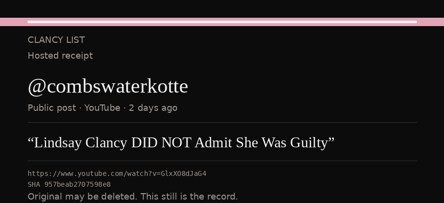 Hosted receipt of this public statement