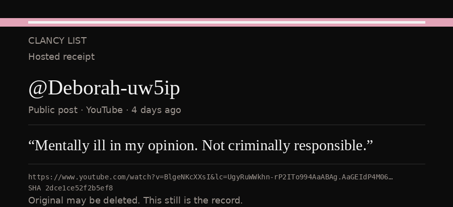Hosted receipt of this public statement