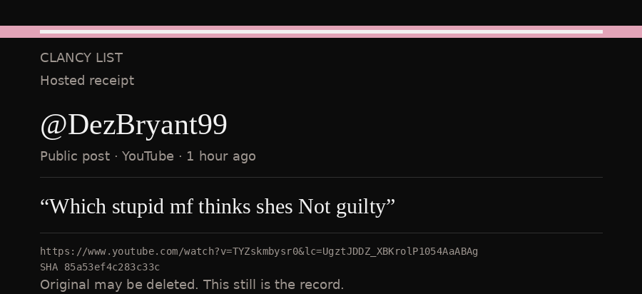 Hosted receipt of this public statement