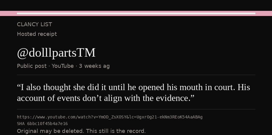 Hosted receipt of this public statement