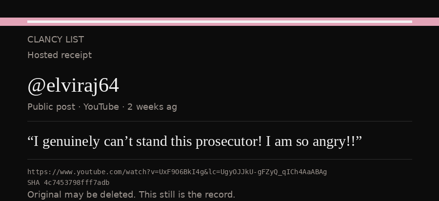 Hosted receipt of this public statement