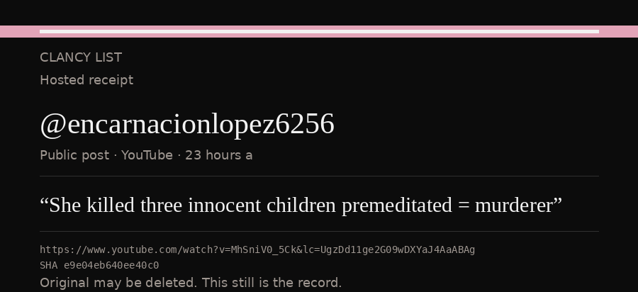 Hosted receipt of this public statement