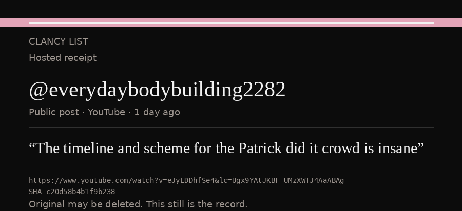 Hosted receipt of this public statement