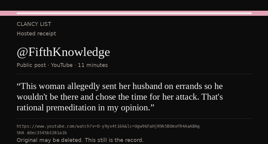 Hosted receipt of this public statement