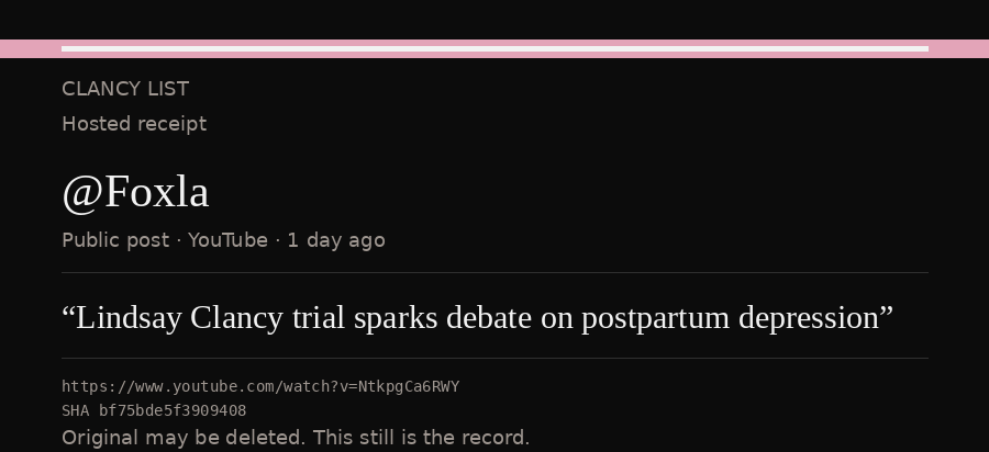 Hosted receipt of this public statement