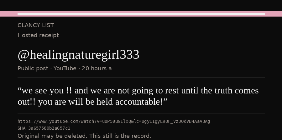 Hosted receipt of this public statement