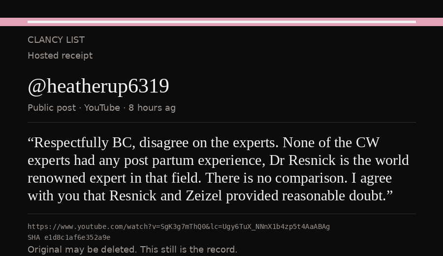 Hosted receipt of this public statement