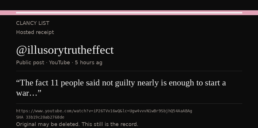 Hosted receipt of this public statement