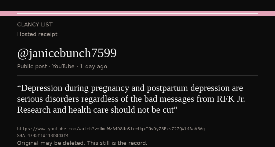 Hosted receipt of this public statement