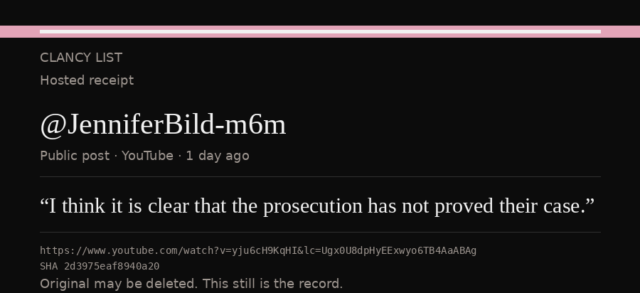 Hosted receipt of this public statement