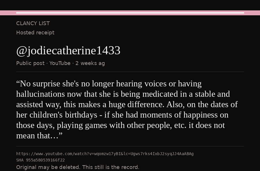 Hosted receipt of this public statement