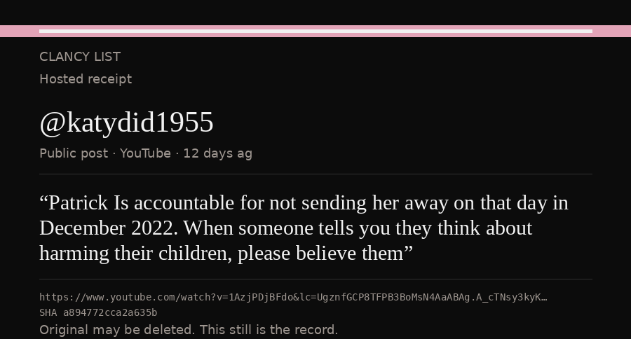 Hosted receipt of this public statement