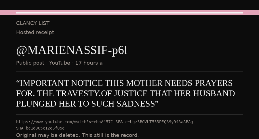 Hosted receipt of this public statement