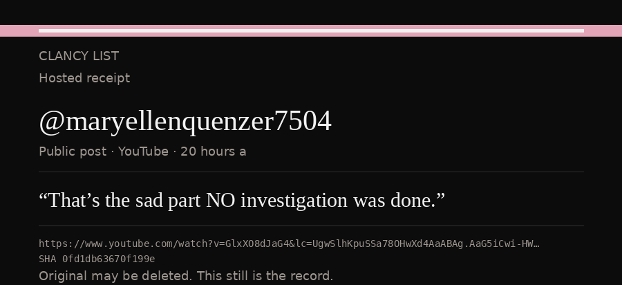 Hosted receipt of this public statement