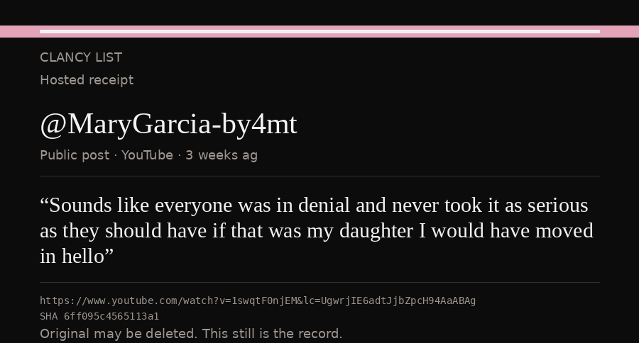Hosted receipt of this public statement