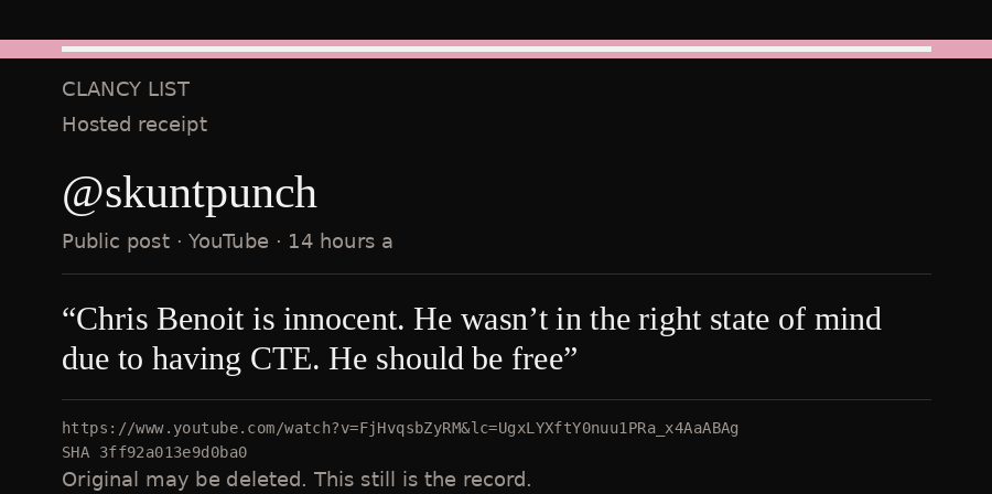Hosted receipt of this public statement