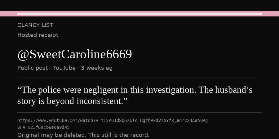 Hosted receipt of this public statement