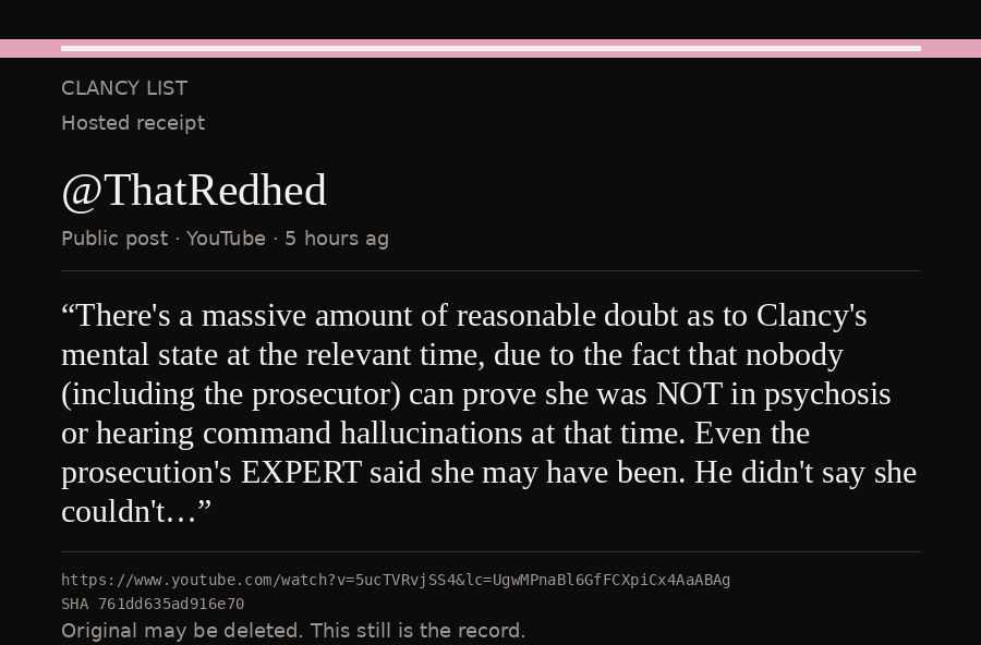 Hosted receipt of this public statement