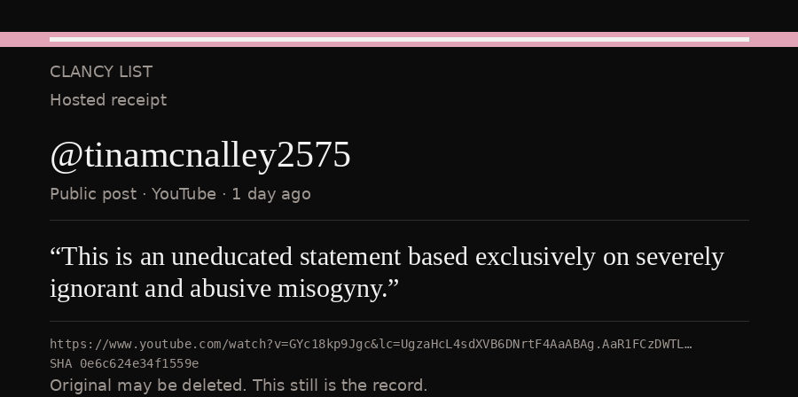 Hosted receipt of this public statement