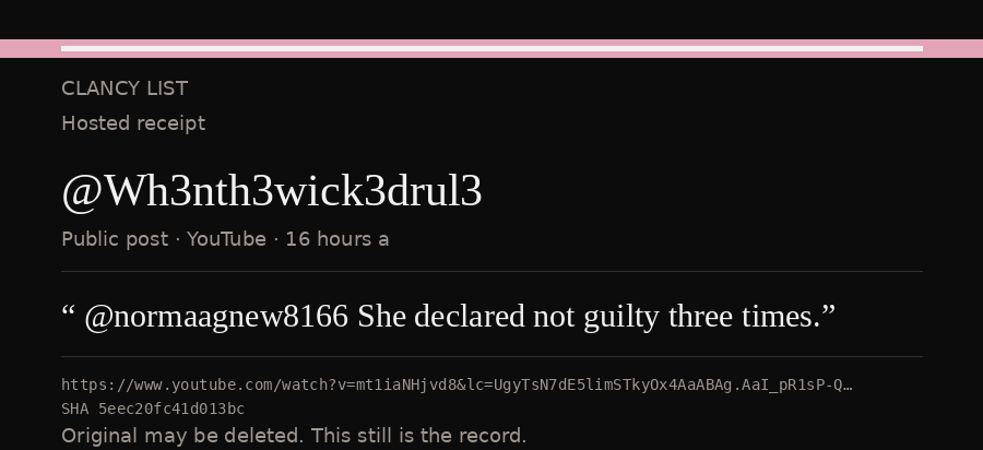 Hosted receipt of this public statement